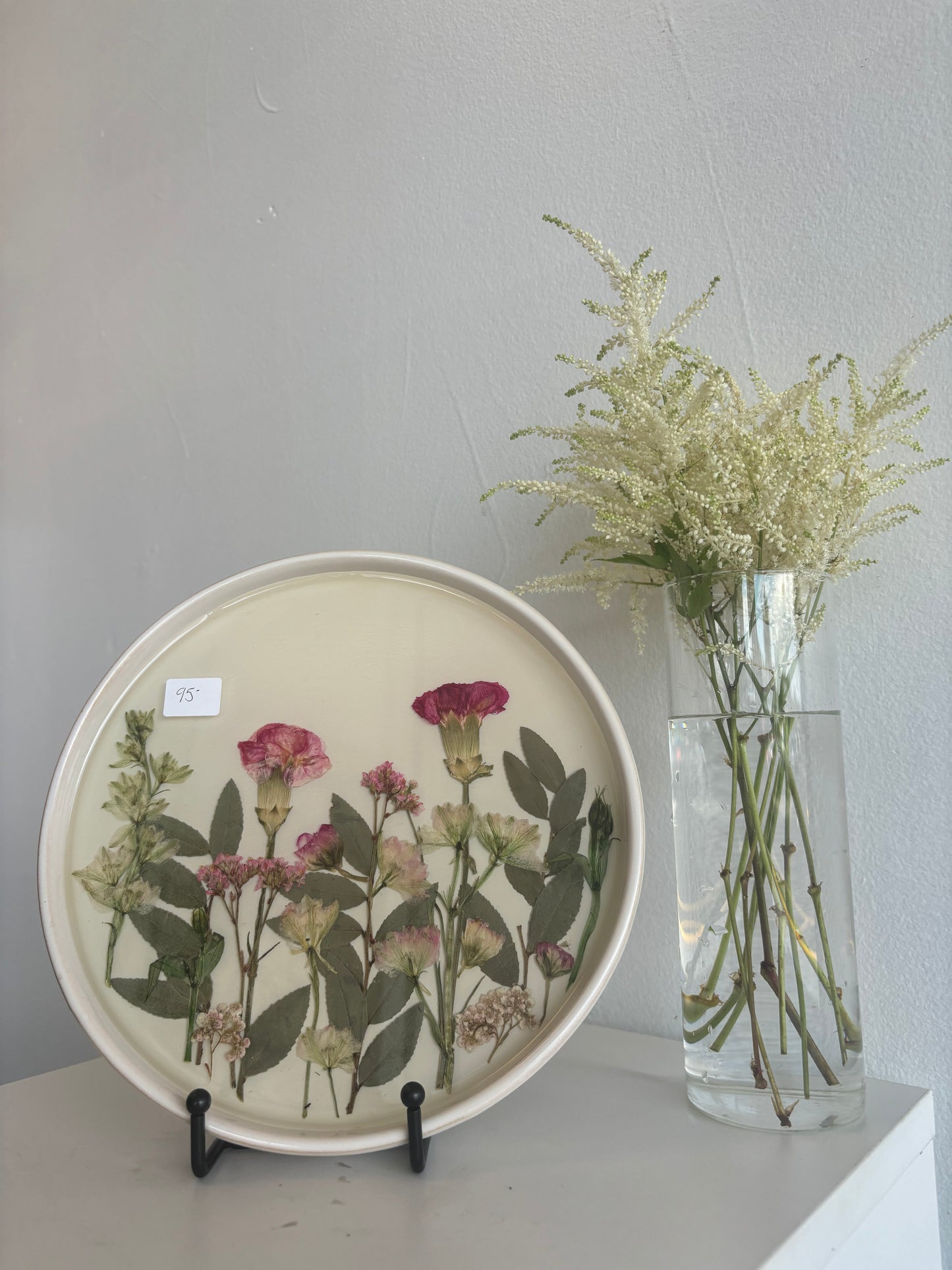 Pink Blooms Round Ceramic Tray