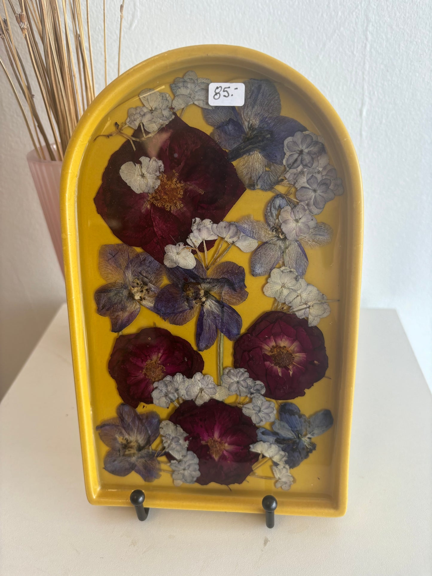 Dark Yellow Floral Ceramic Tray