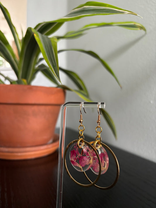 Rose Petal Hoop Earrings